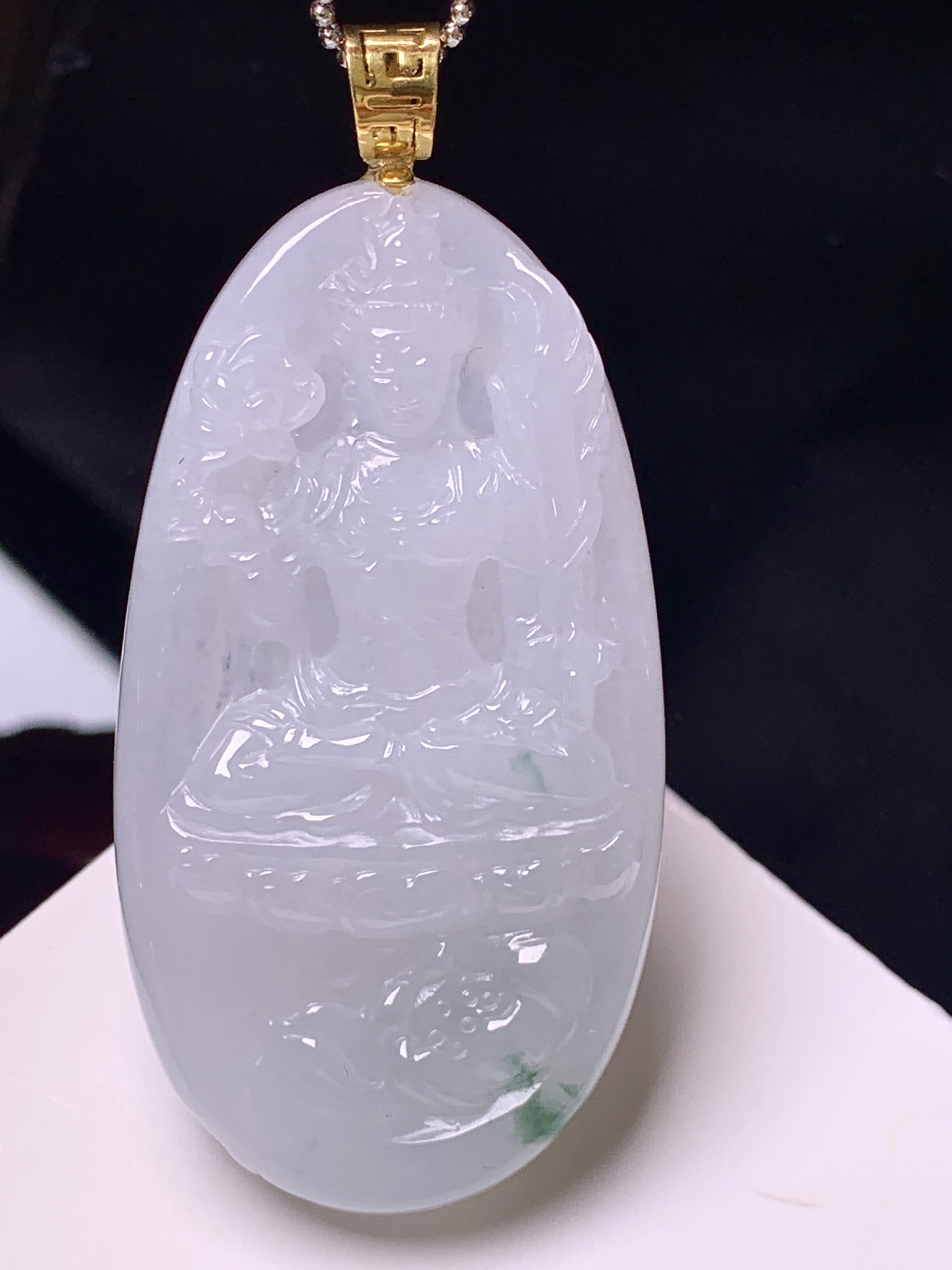 度母观音菩萨吊坠 玉质细腻 色泽艳丽清新 整体尺寸58.3*27.5*6.6 j1