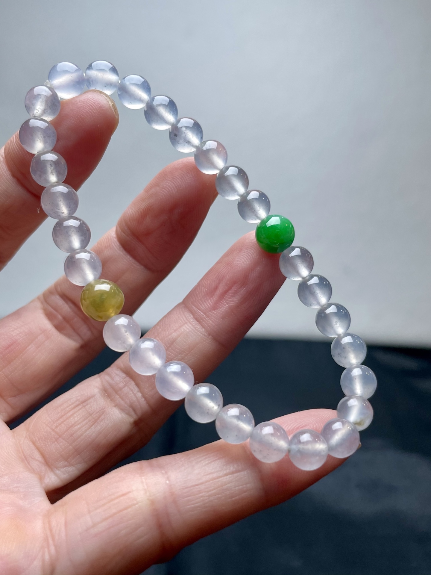 冰乌鸡小手串，6.3mm、30粒