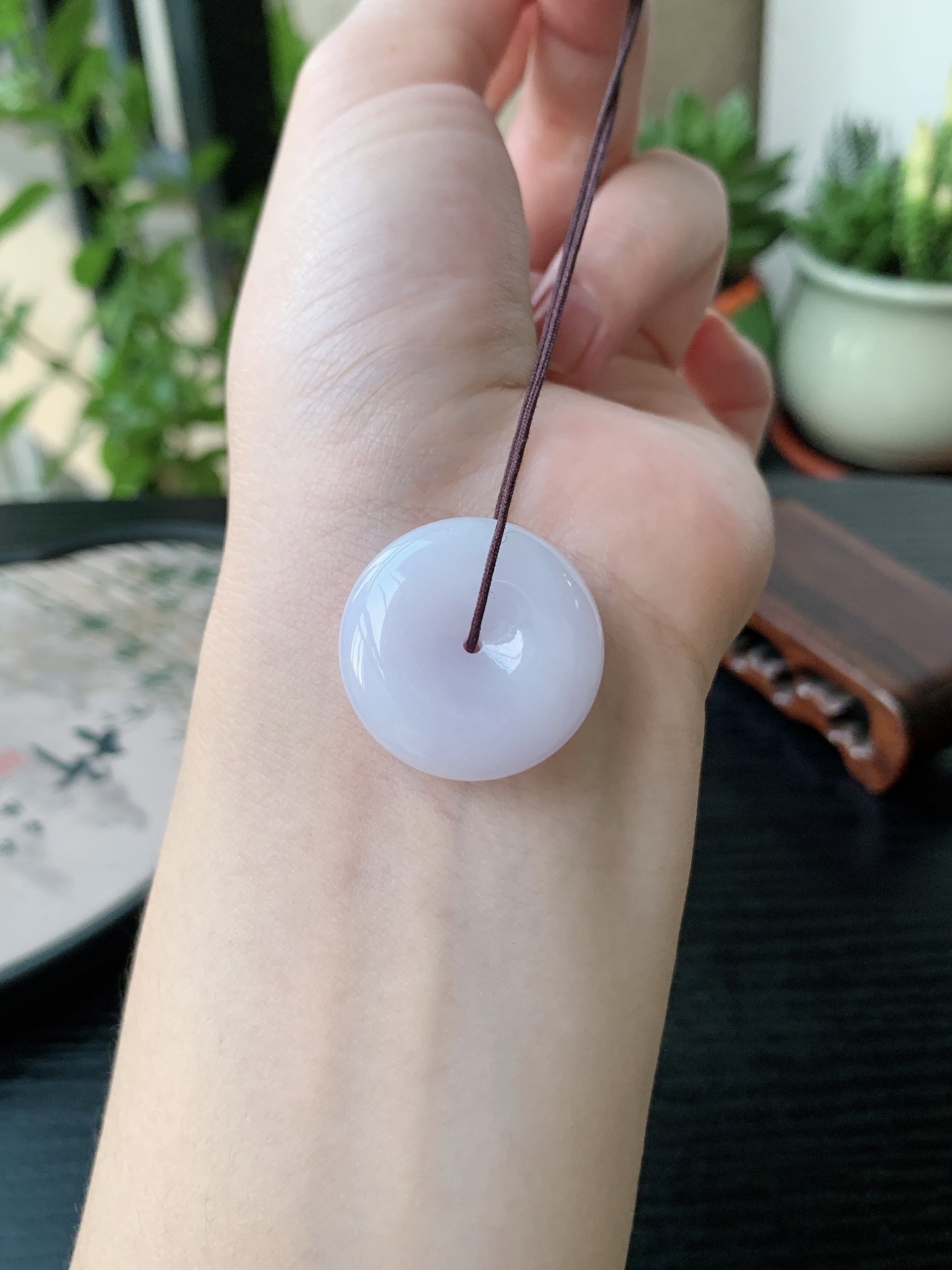 老坑冰种胶感平安扣吊坠裸石尺寸:25-8.3mm