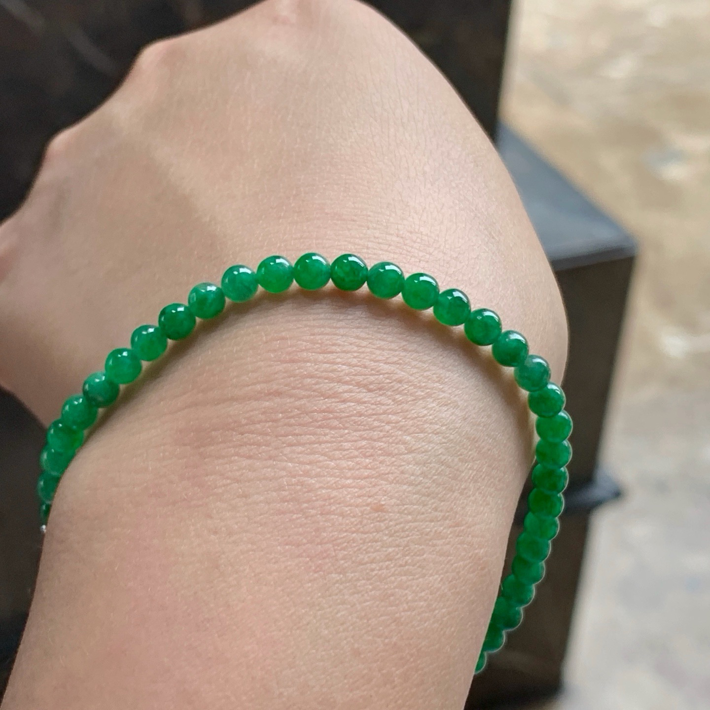 绿色手串^_^鲜艳 尺寸4.2