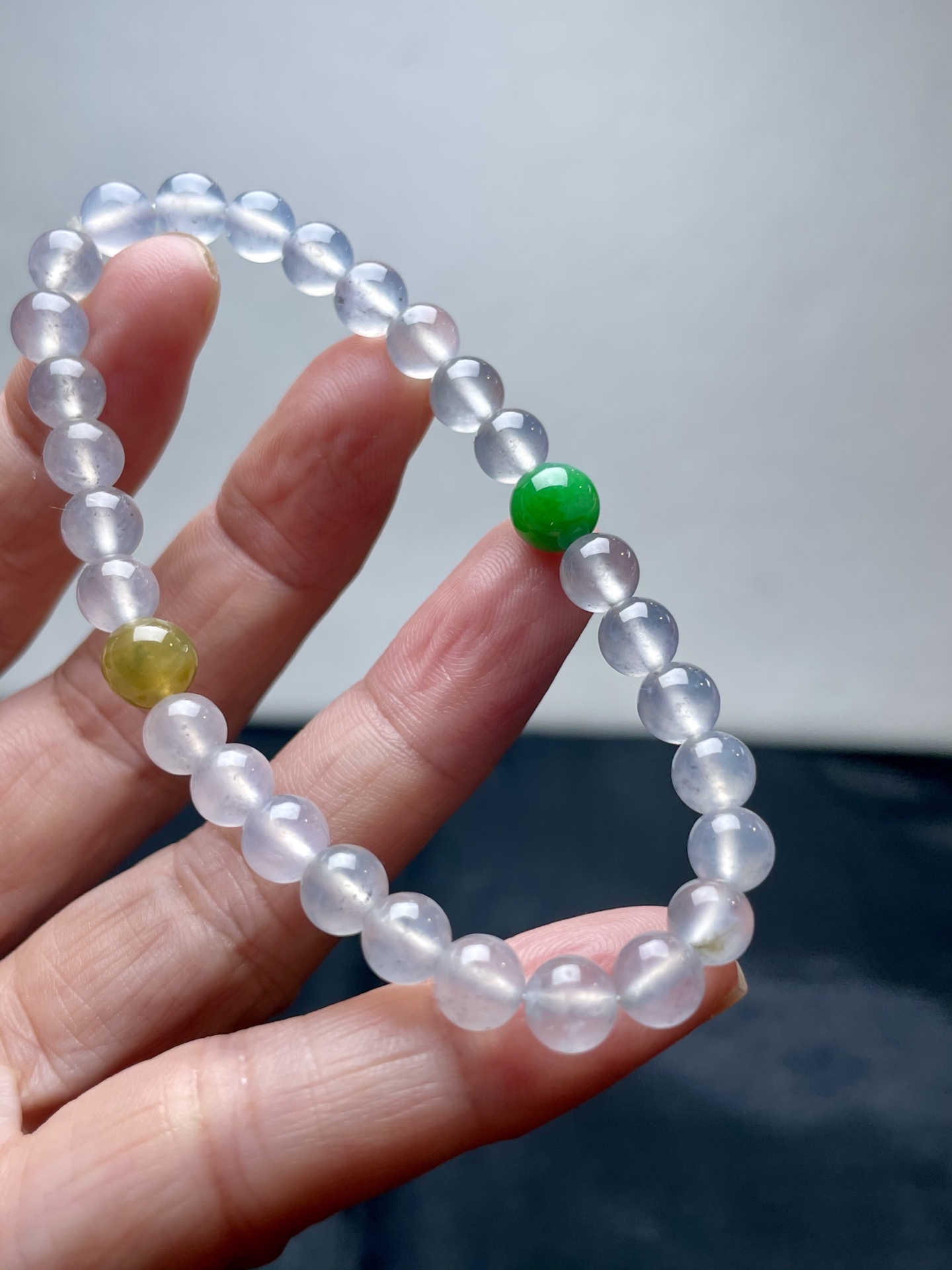 冰乌鸡小手串，6.3mm、30粒