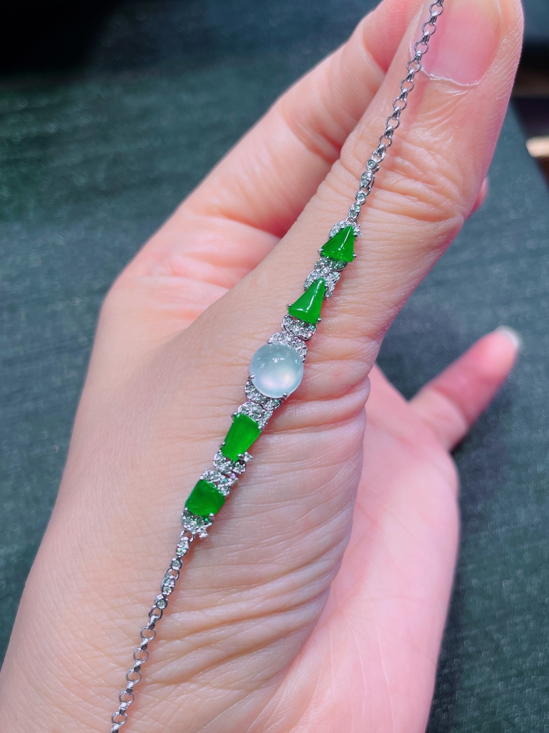 ️绿手链，晶莹剔透，新颖时尚，7.5-7-3