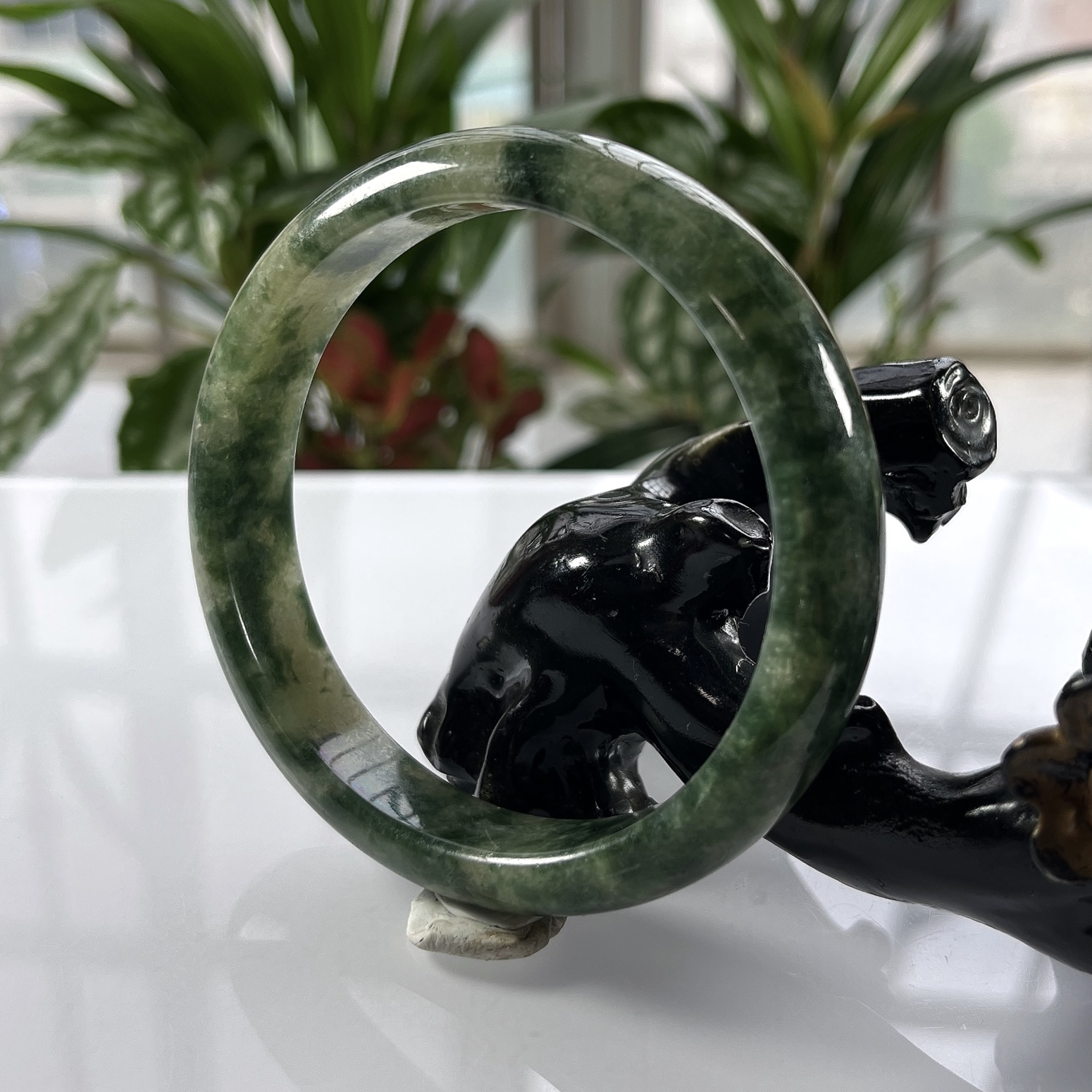 缅甸天然翡翠A货，60圈口冰糯种飘花正装手镯，尺寸59.8/13.3/7.2，重量：54.53g