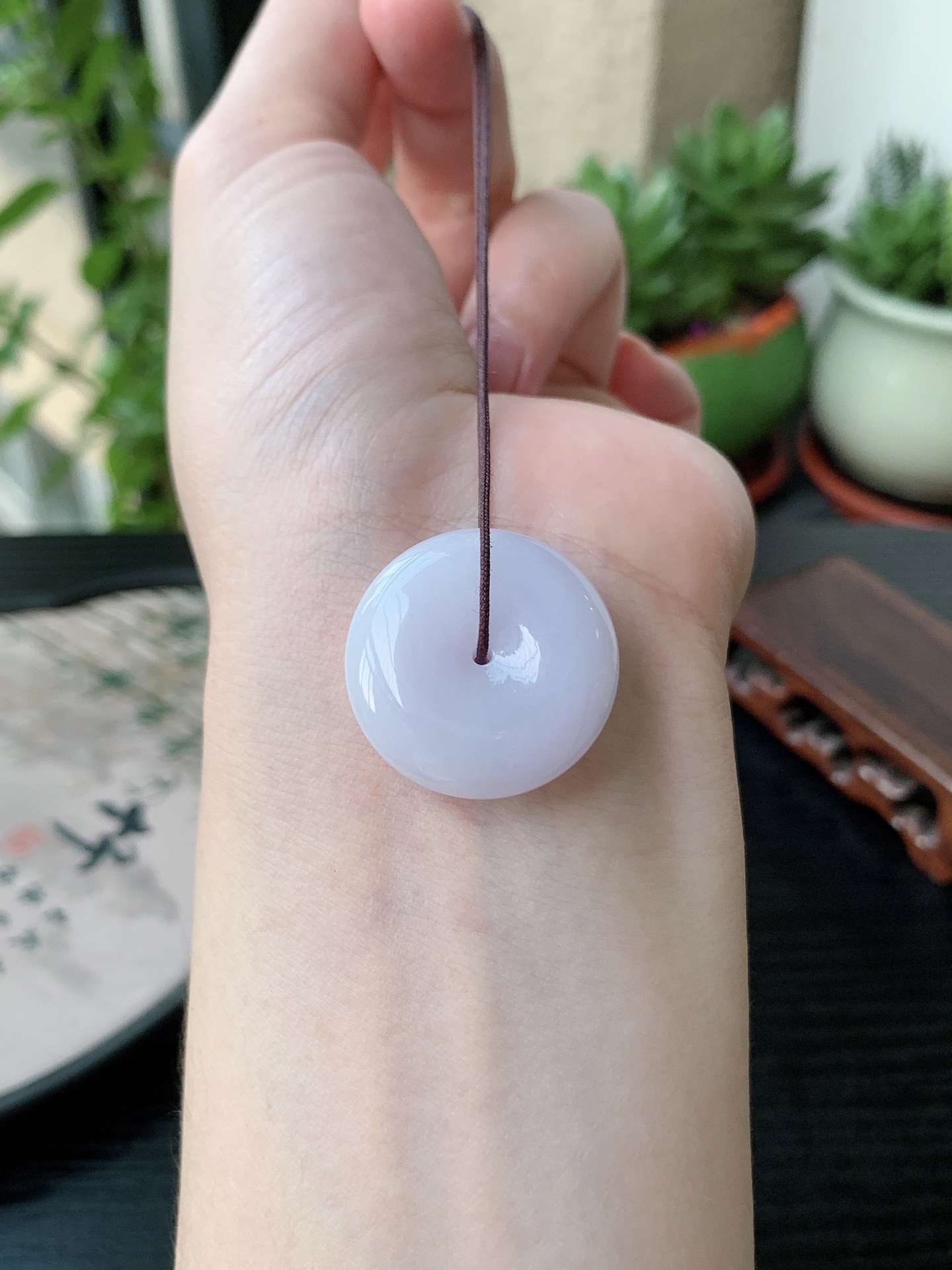 老坑冰种胶感平安扣吊坠裸石尺寸:25-8.3mm
