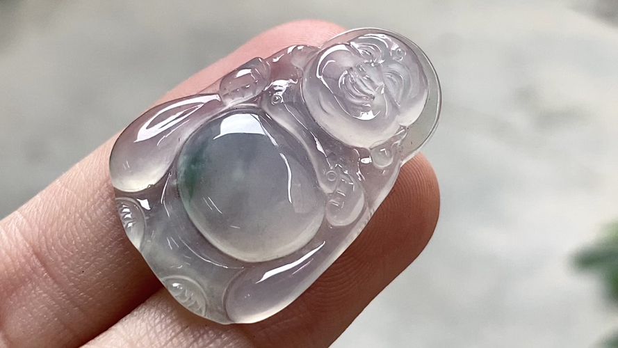 ️ 玻璃种飘彩布袋佛 29.8*21.2*4.2 完整