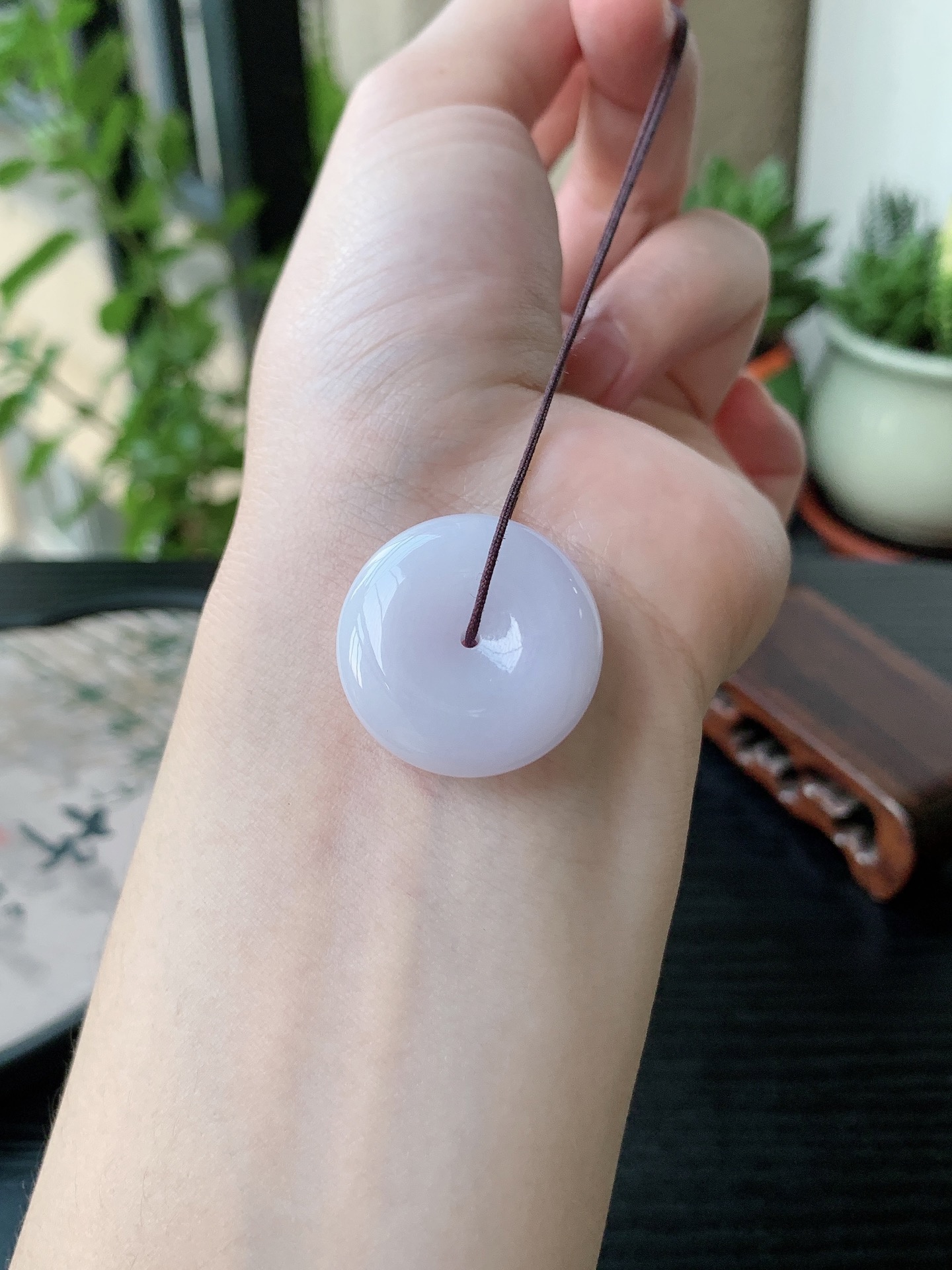 老坑冰种胶感平安扣吊坠裸石尺寸:25-8.3mm