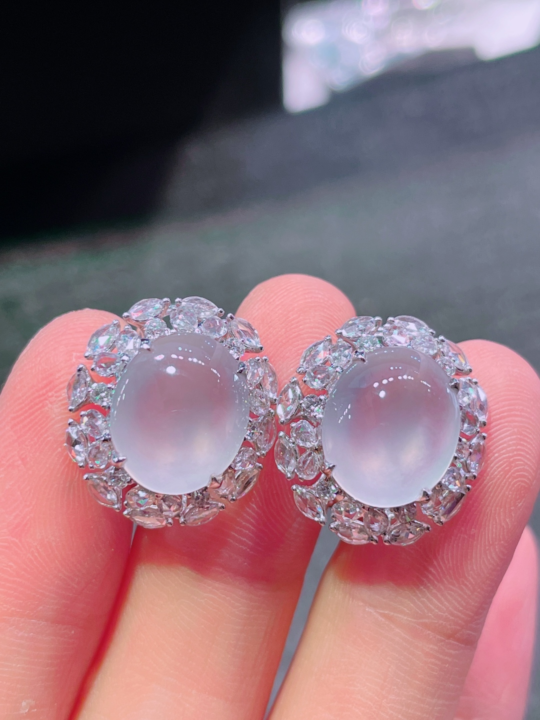 ️高冰蛋面耳钉，晶莹剔透，新颖时尚，无裂，13-11-5