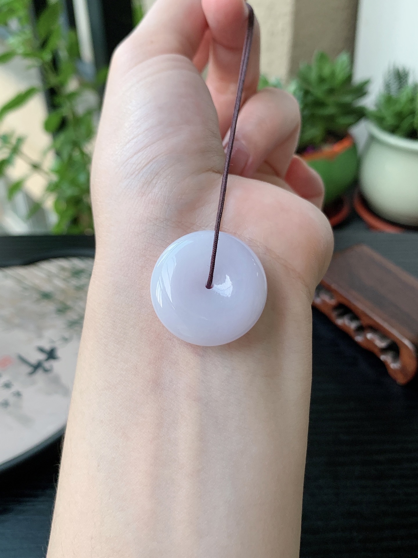 老坑冰种胶感平安扣吊坠裸石尺寸:25-8.3mm