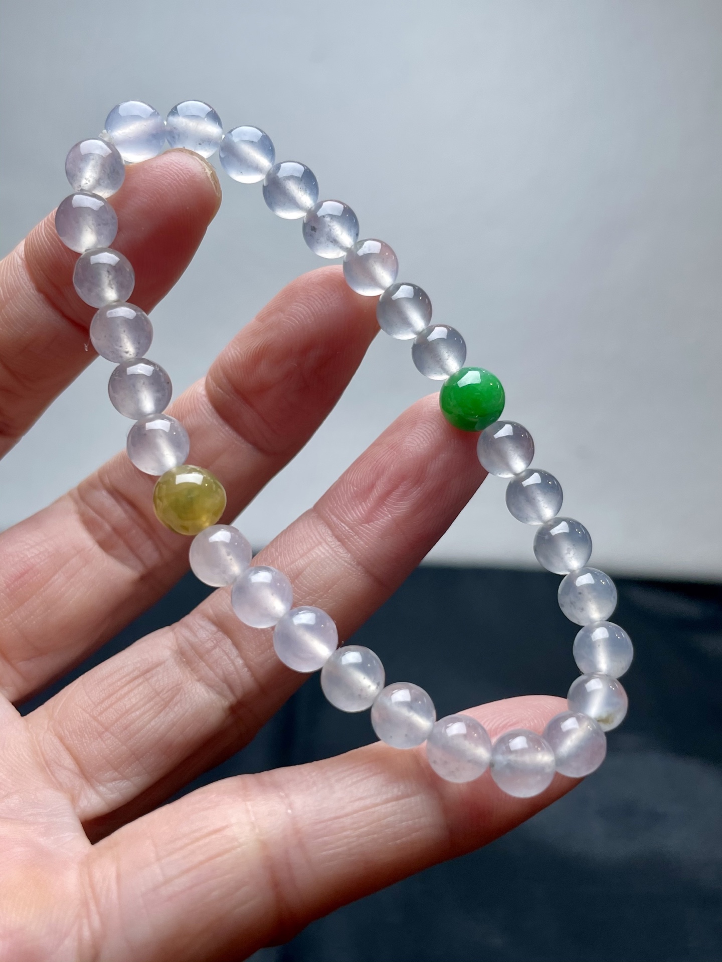 冰乌鸡小手串，6.3mm、30粒