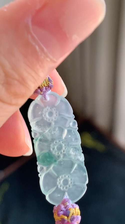 ️天然翡翠，飘花冰手牌，尺寸28.5-12.2-2 aa712