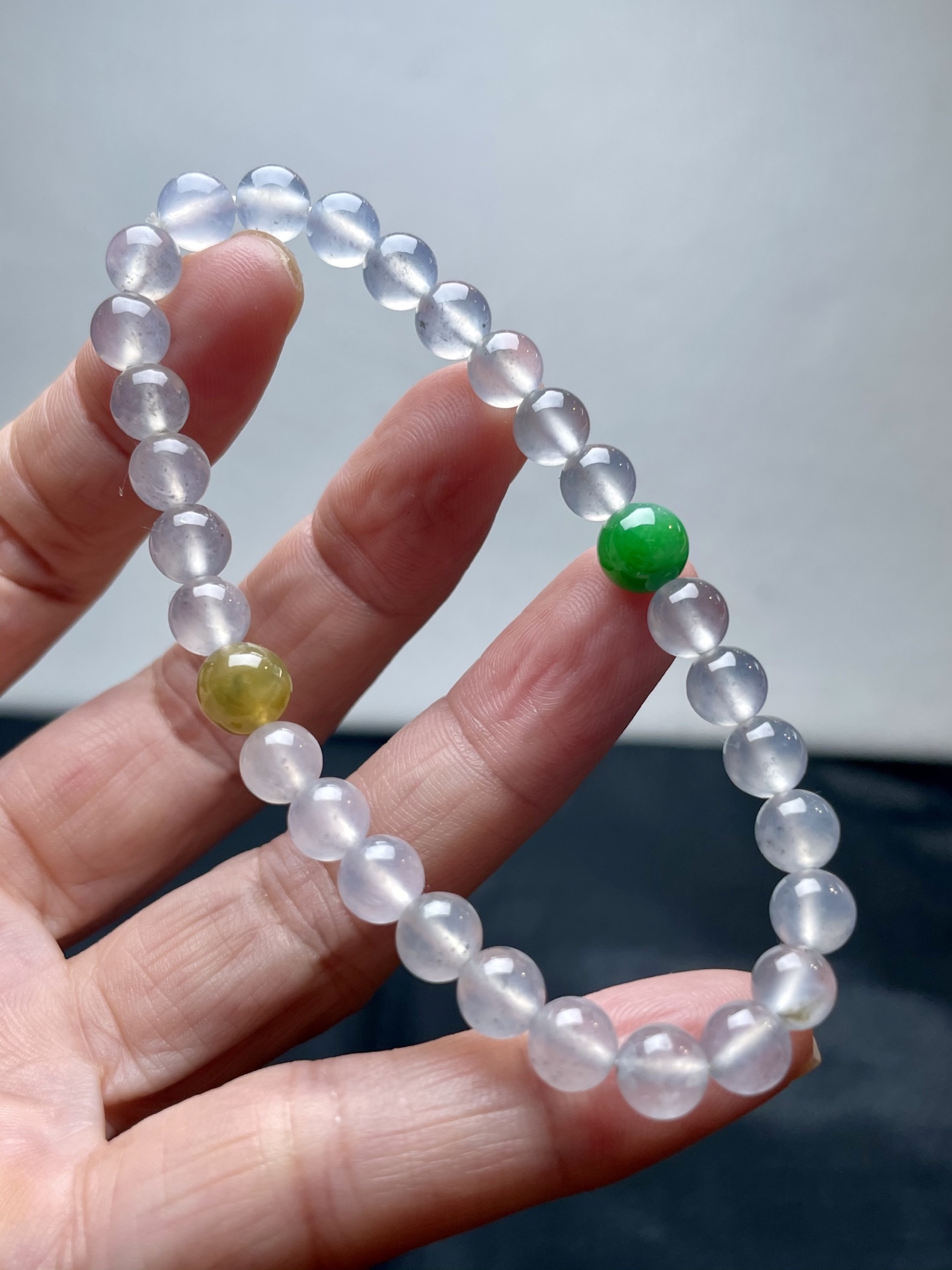 冰乌鸡小手串，6.3mm、30粒