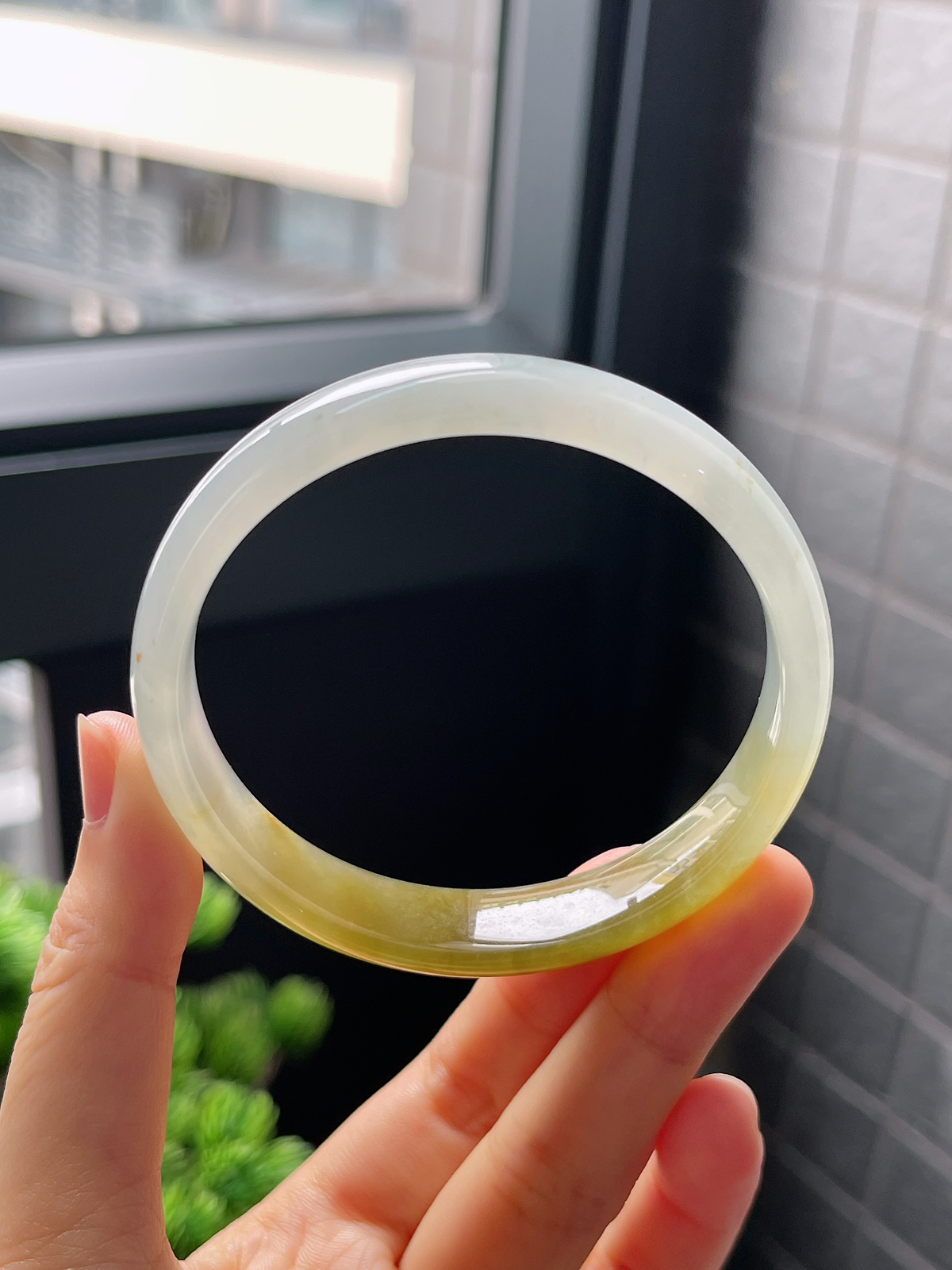 圈口58.8，冰糯种黄翡翡翠正圈手镯