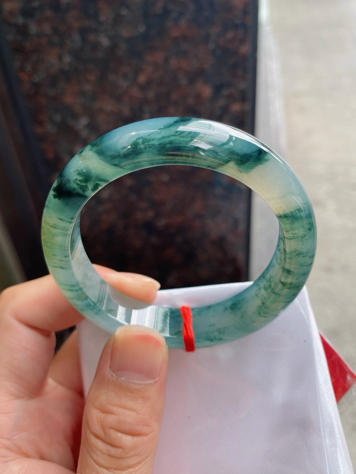 圈口53-13-8.3     【冰黄飘花正圈手镯】圈口52  53可戴  质地细腻   种水好