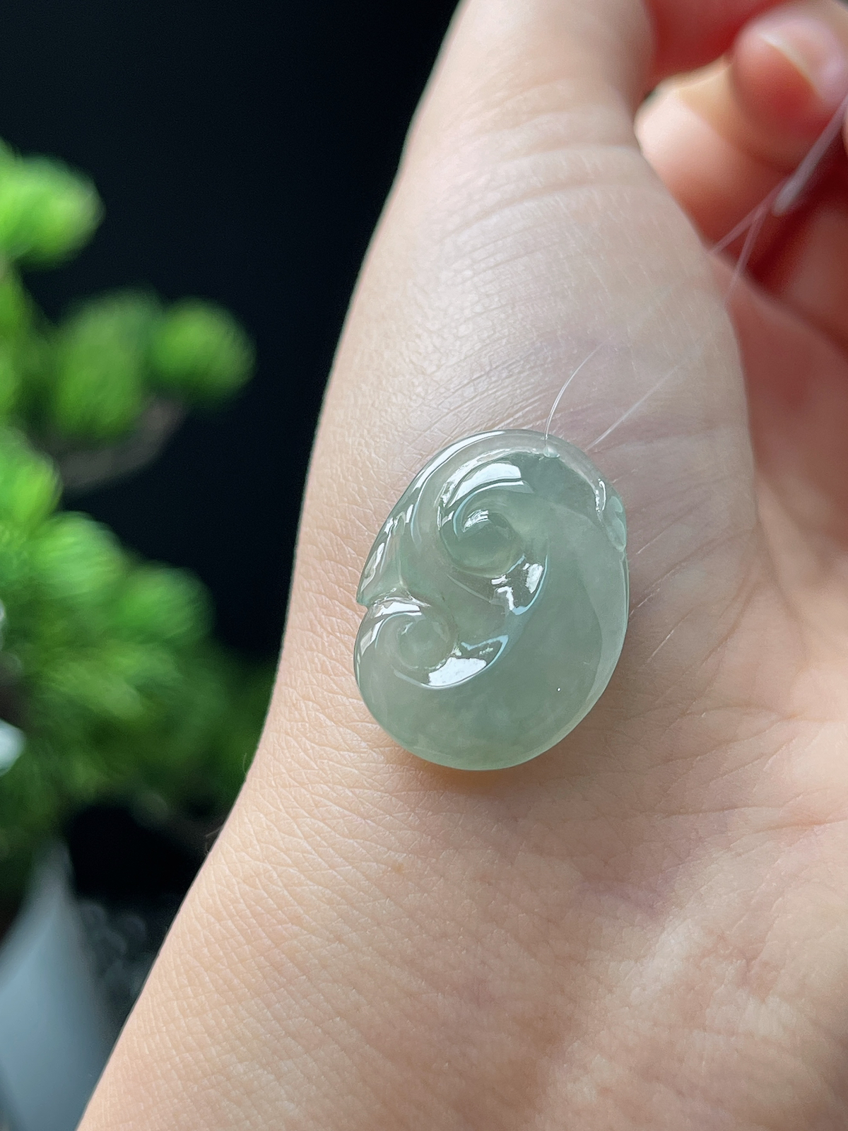 翡翠冰糯种淡绿色如意