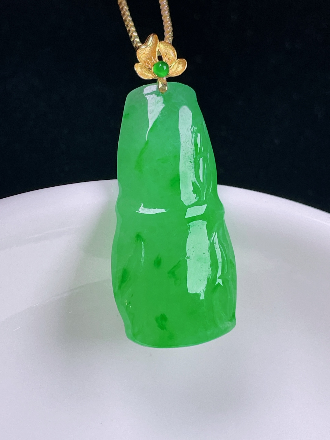 ️辣绿节节高升竹节，老种起光，细底通透，尺寸：mm0714
