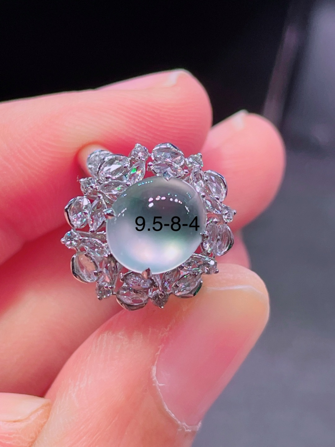 ️高冰蛋面戒指 晶莹剔透，新颖时尚，无裂，9.5-8-4