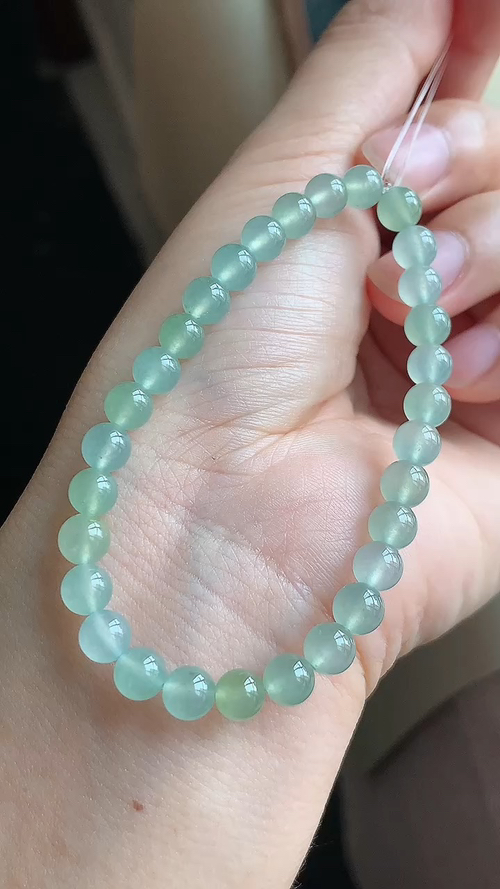 翡翠精品，珠链，冰种，黄翡 尺寸6 aa714