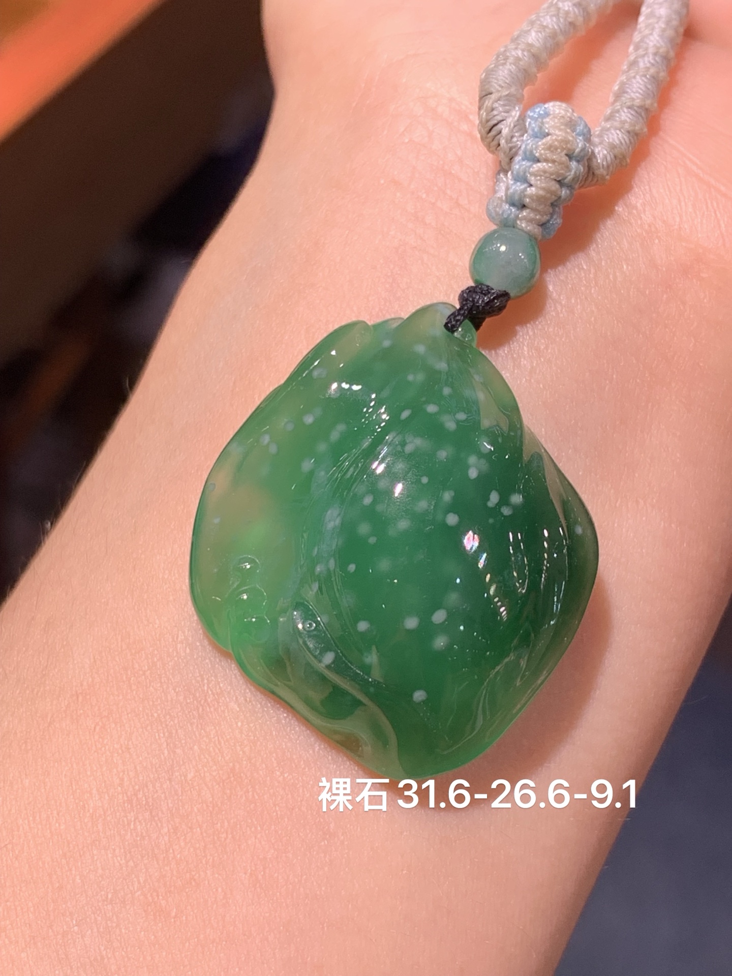 老坑种木纳料随行吊坠，31.6-26.6-9.1