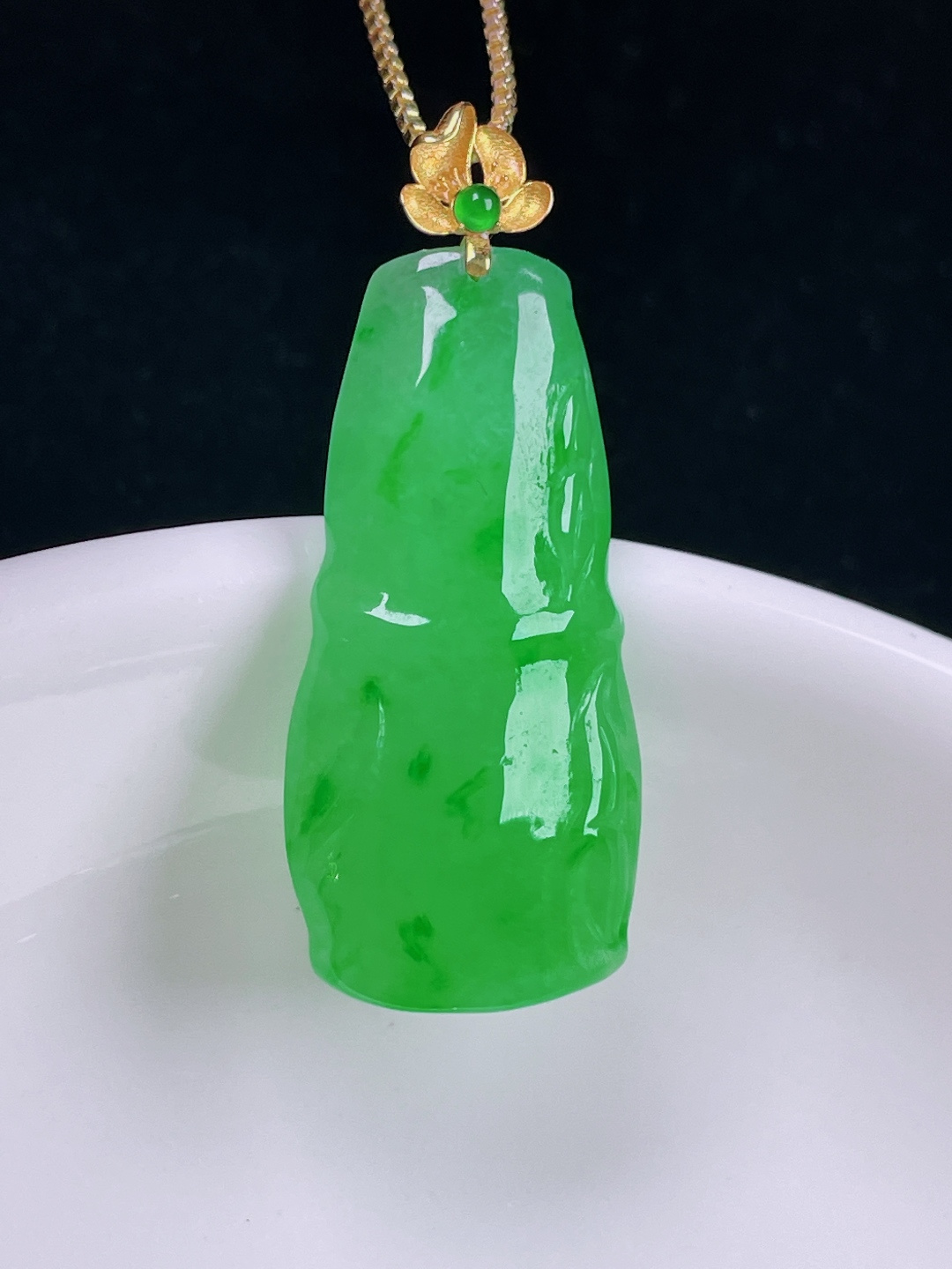️辣绿节节高升竹节，老种起光，细底通透，尺寸：mm0714