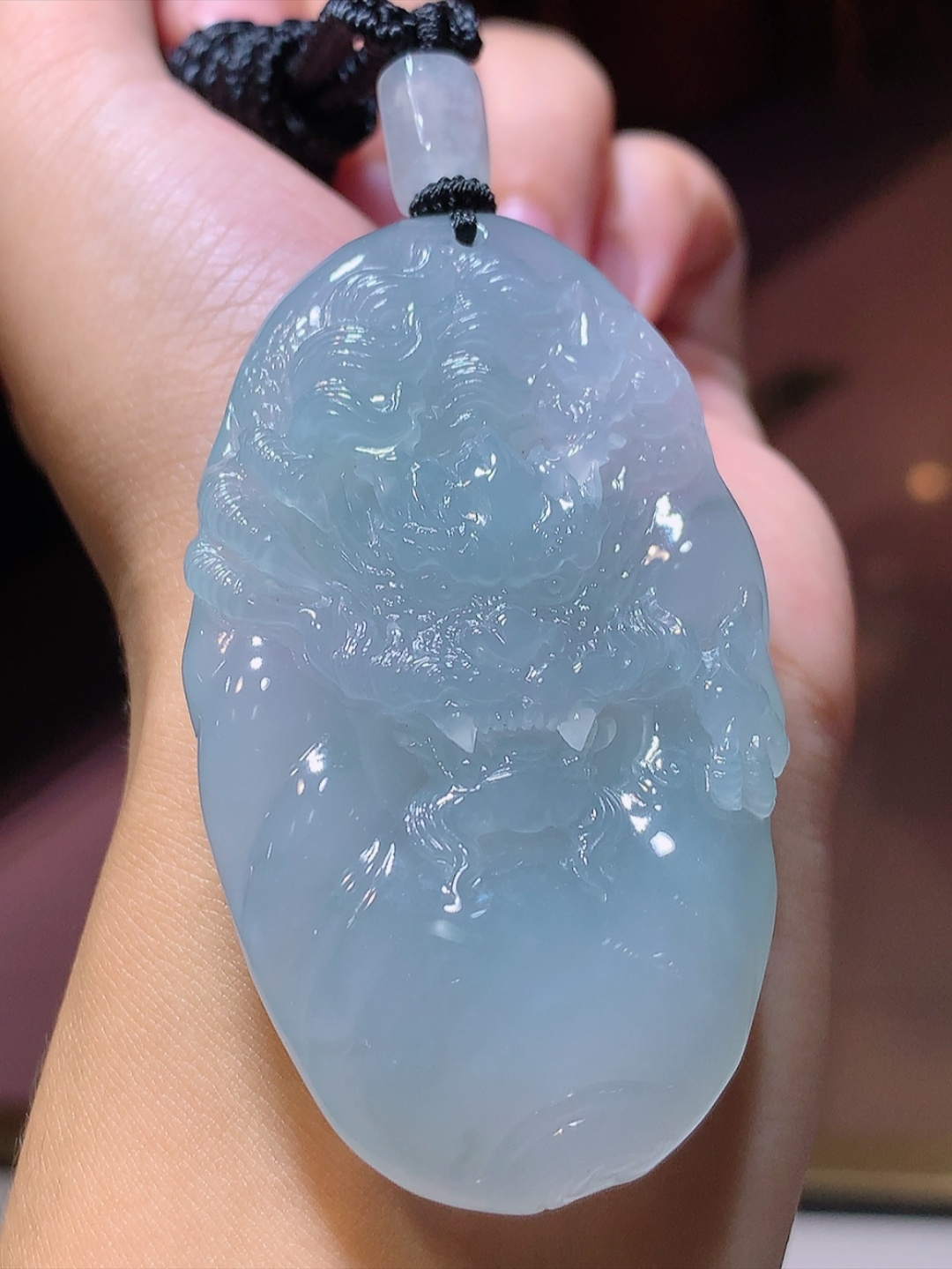 冰龙牌挂件  底子细腻莹润 冰润起胶  佩戴清新优雅货号110712，65-38.1-11.7