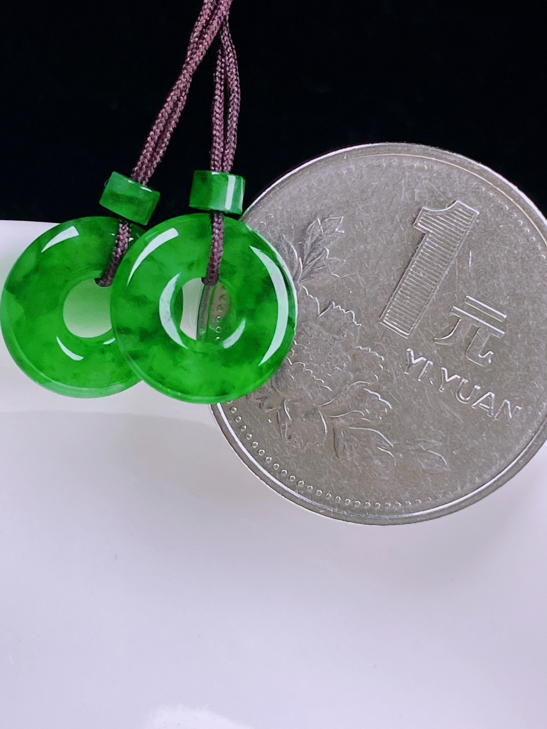 ️飘绿耳坠，老种起光，细底通透，尺寸：12/3mm0714