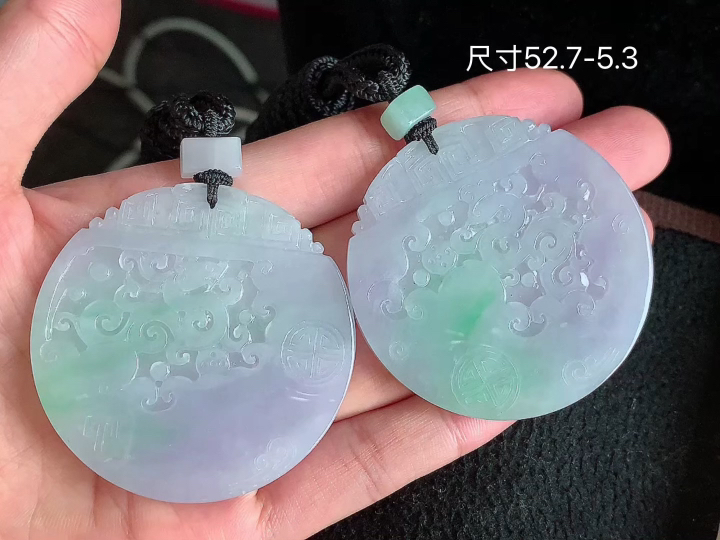 ️ 春彩仿古牌一对 老坑冰透 种老水足 水润光泽 性比高 无裂, 尺寸看图