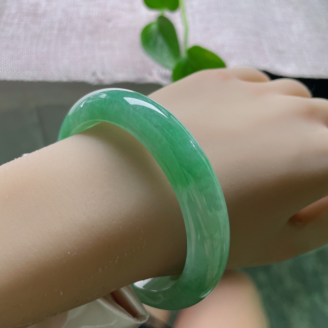 绿底正圈，水润细腻，郁郁葱葱，满园春色关不住，贵气，晶体纹，ss55504a