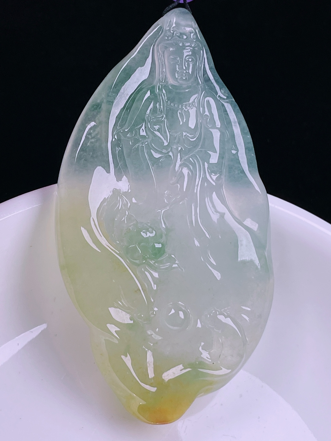 ️冰黄观音，老种起光，细底通透，尺寸：62.4/33.4/6.4mm0715