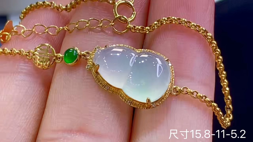 ️ 18k金+钻冰种葫芦手链，15.8-11-5.2