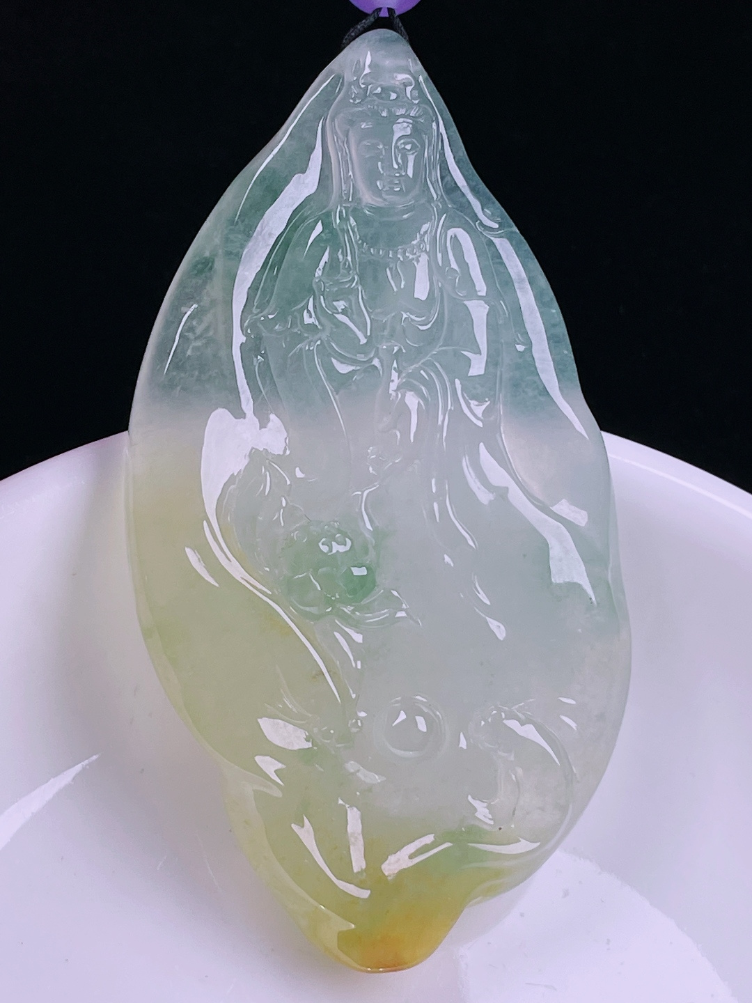 ️冰黄观音，老种起光，细底通透，尺寸：62.4/33.4/6.4mm0715