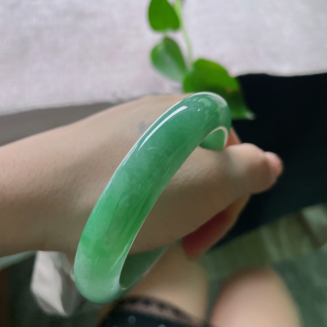 绿底正圈，水润细腻，郁郁葱葱，满园春色关不住，贵气，晶体纹，ss55504a