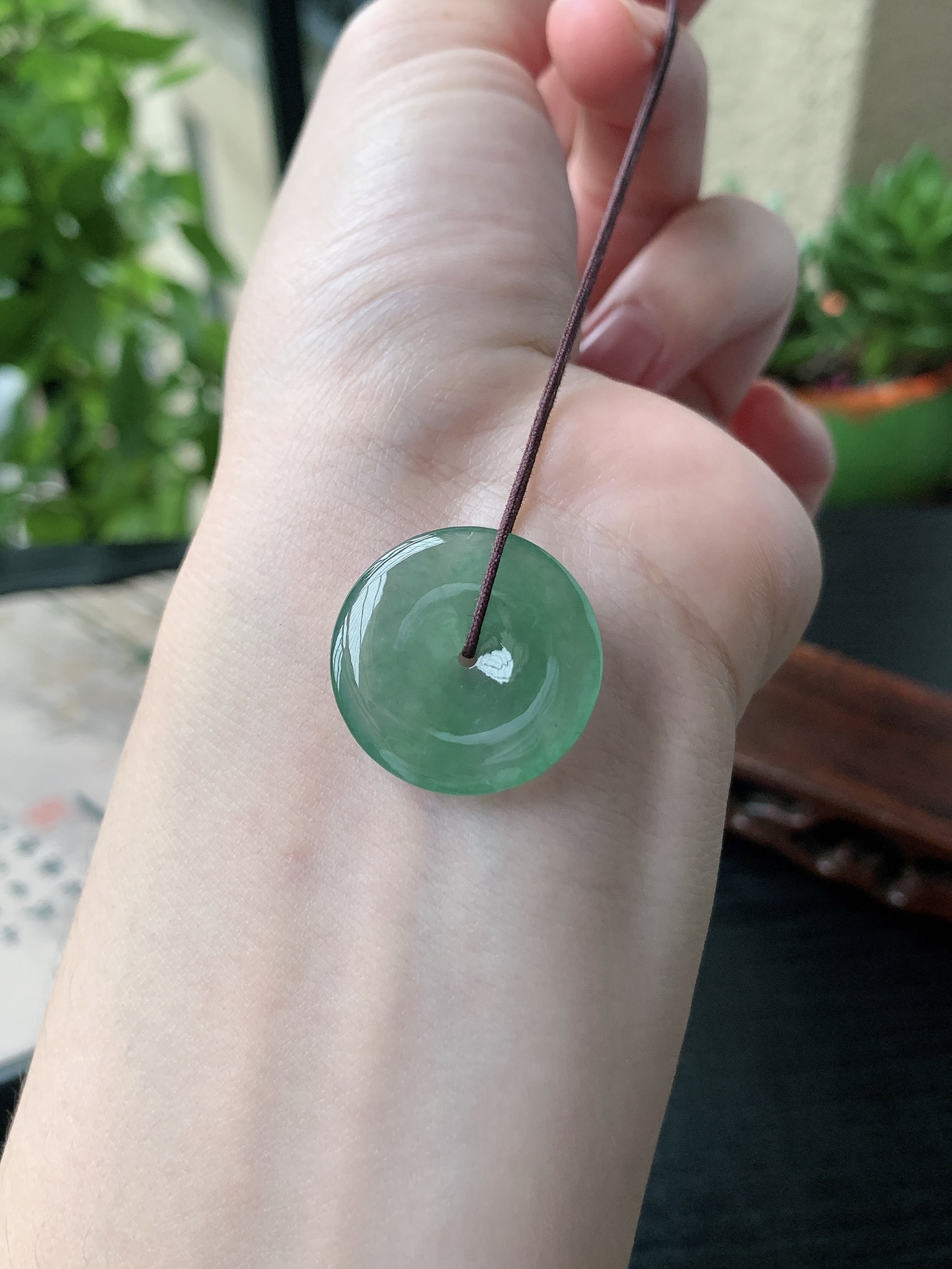 老坑冰种胶感飘绿平安扣吊坠 裸石尺寸:22.3-4mm