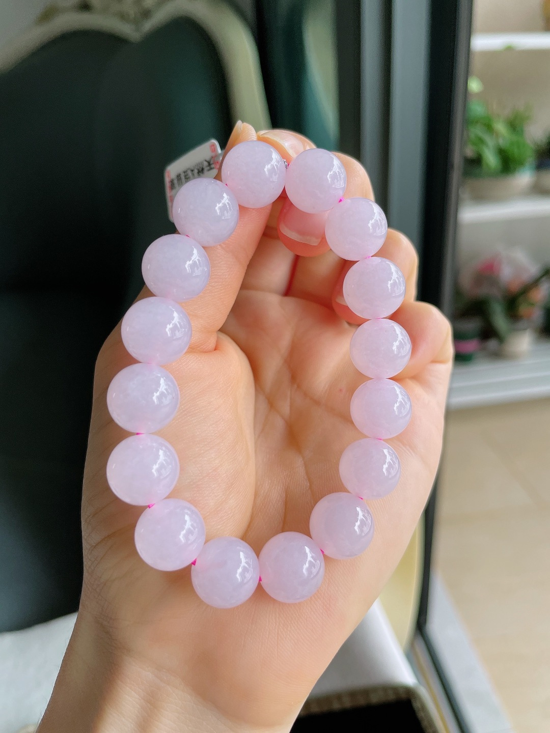 ️，缅甸天然翡翠A货，冰手串，尺寸：12.5mm。【编4396，4397】