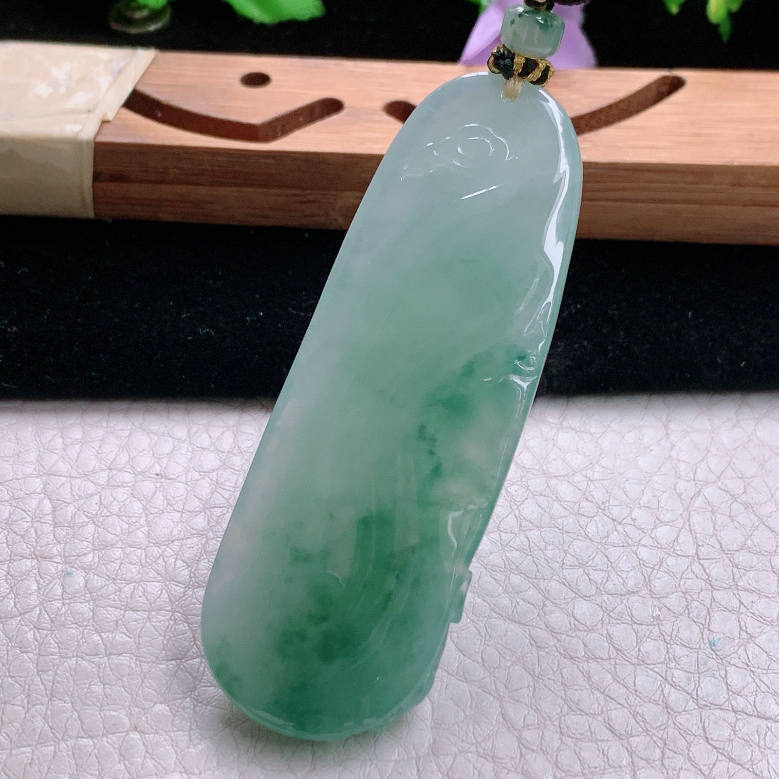 Yl实拍71*25*11.5天然缅甸翡翠自在飘观音吊坠站观音菩萨玉坠