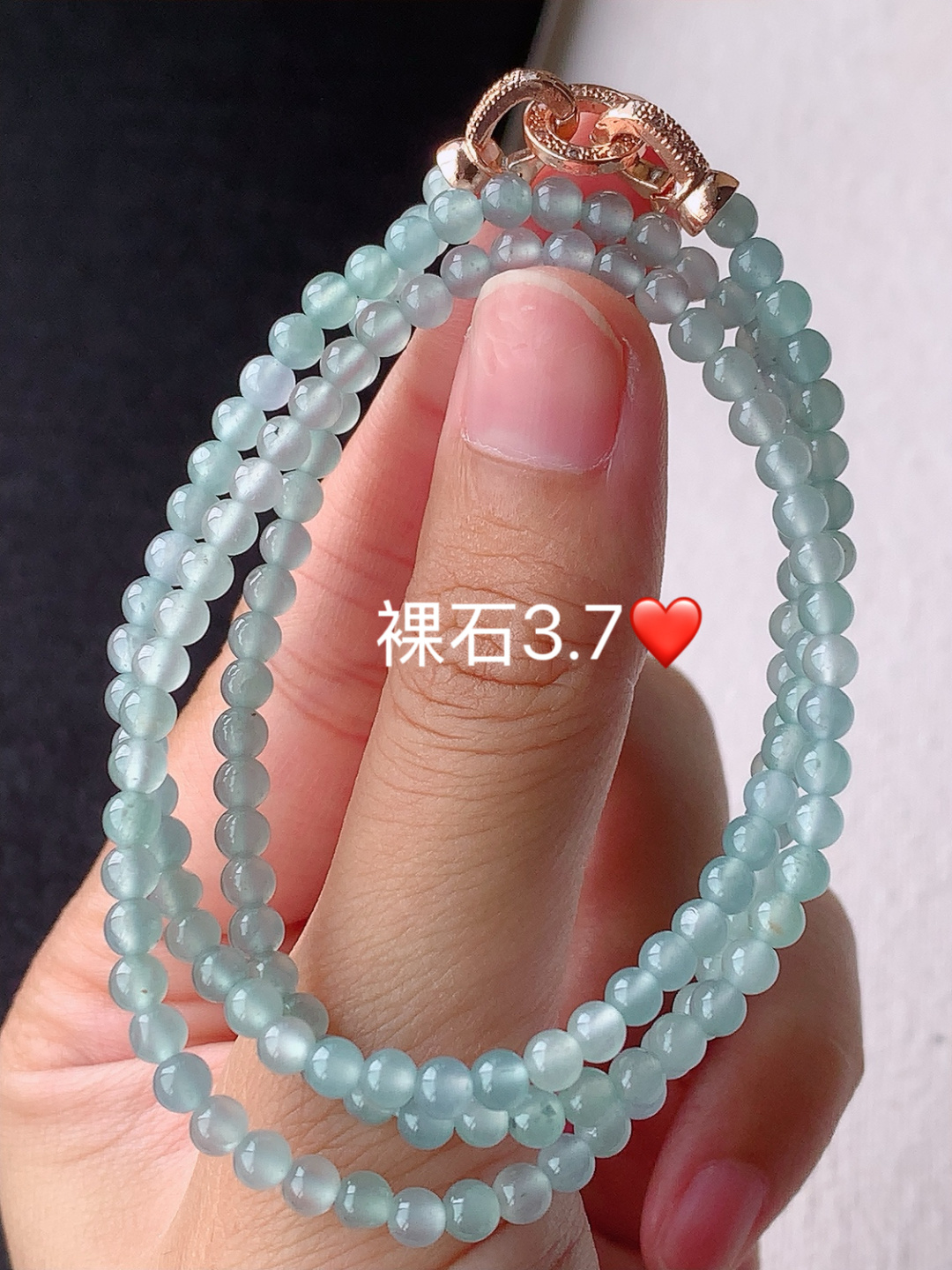 ️️ 冰蓝圆珠珠链冰润起胶感 佩戴落落大方，3.7