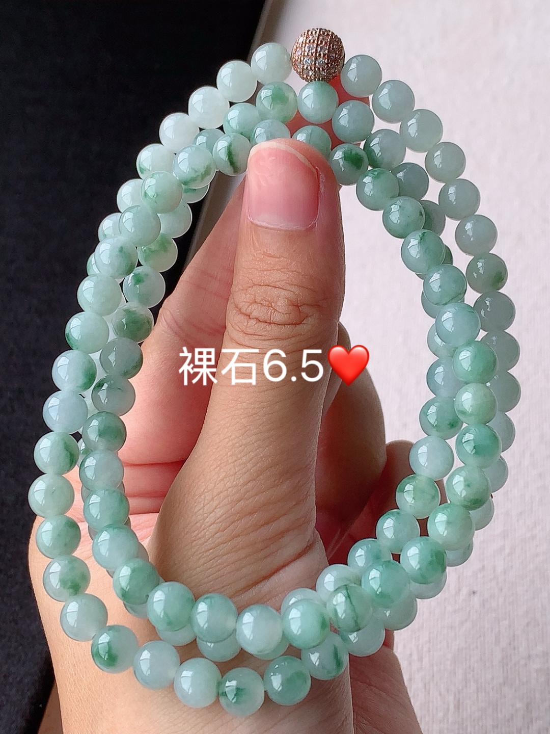冰飘花圆珠珠链种老水润，花色灵动，佩戴精致优雅，6.5