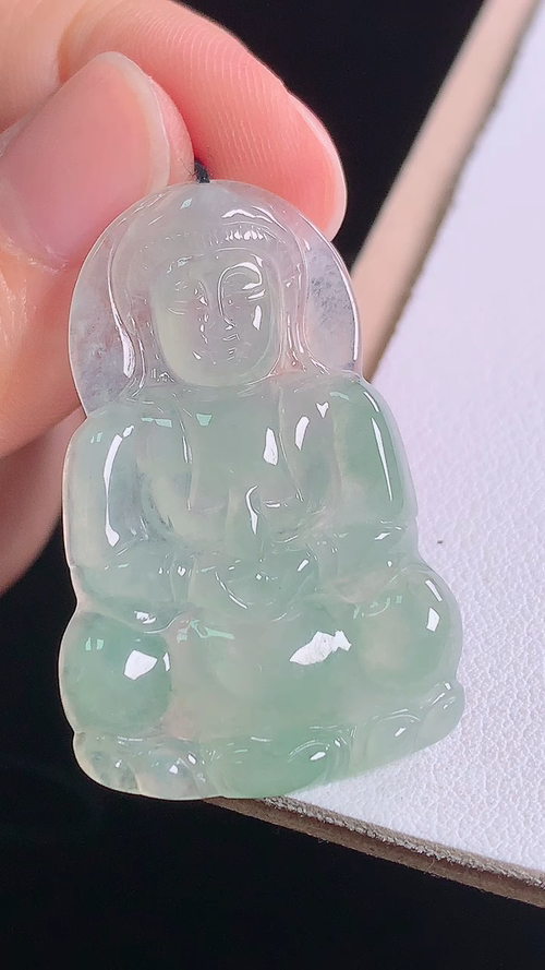 冰种观音，无裂，尺寸:37.2-24.2-4.0mm