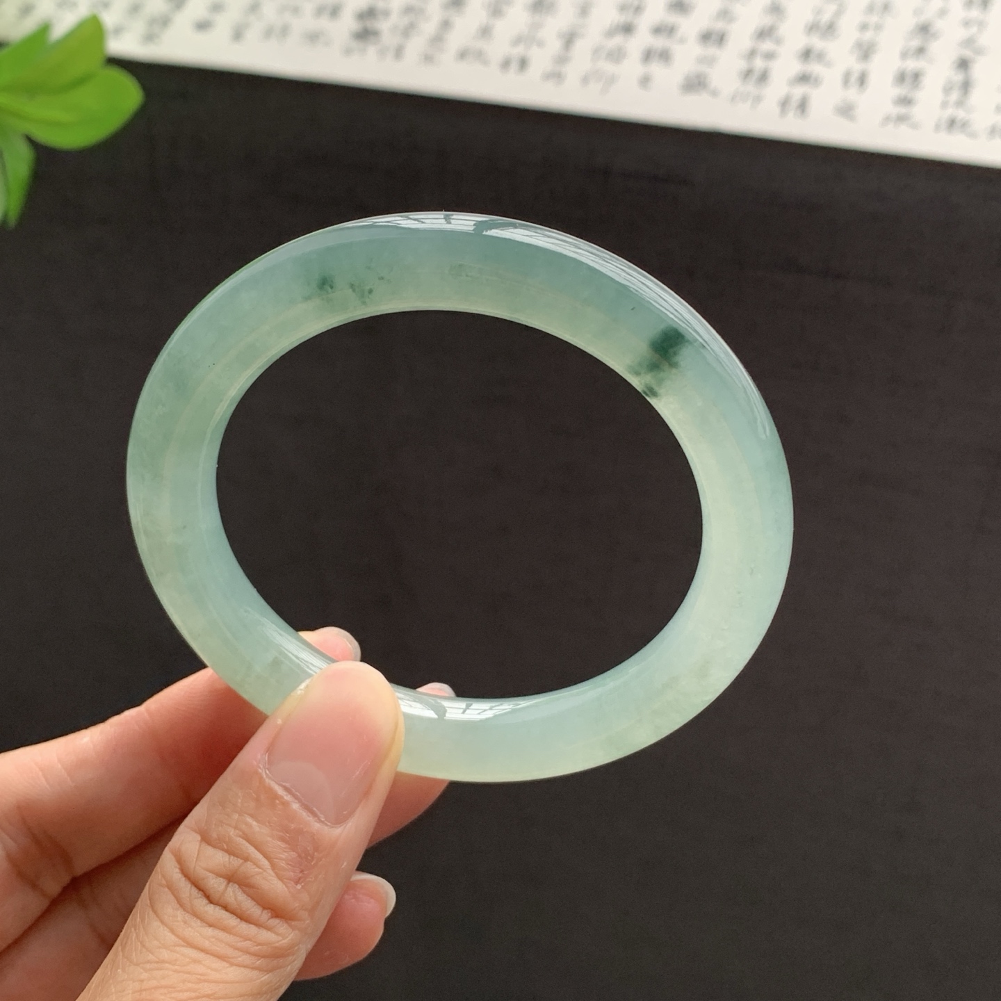 071510GX 飘花圆条翡翠手镯 53.4-9.8-9.3