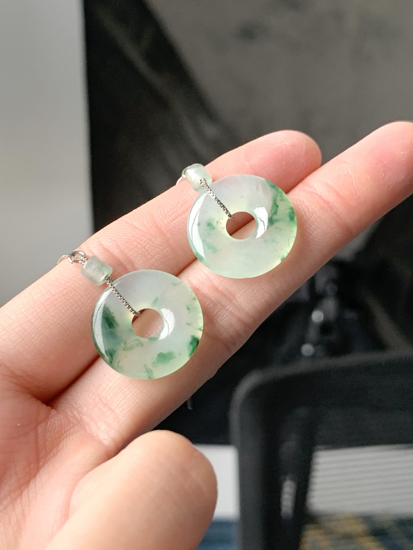 冰飘花平安扣 优美飘花 亮丽细腻 尺寸18-3.3【LJJ-XM0715】