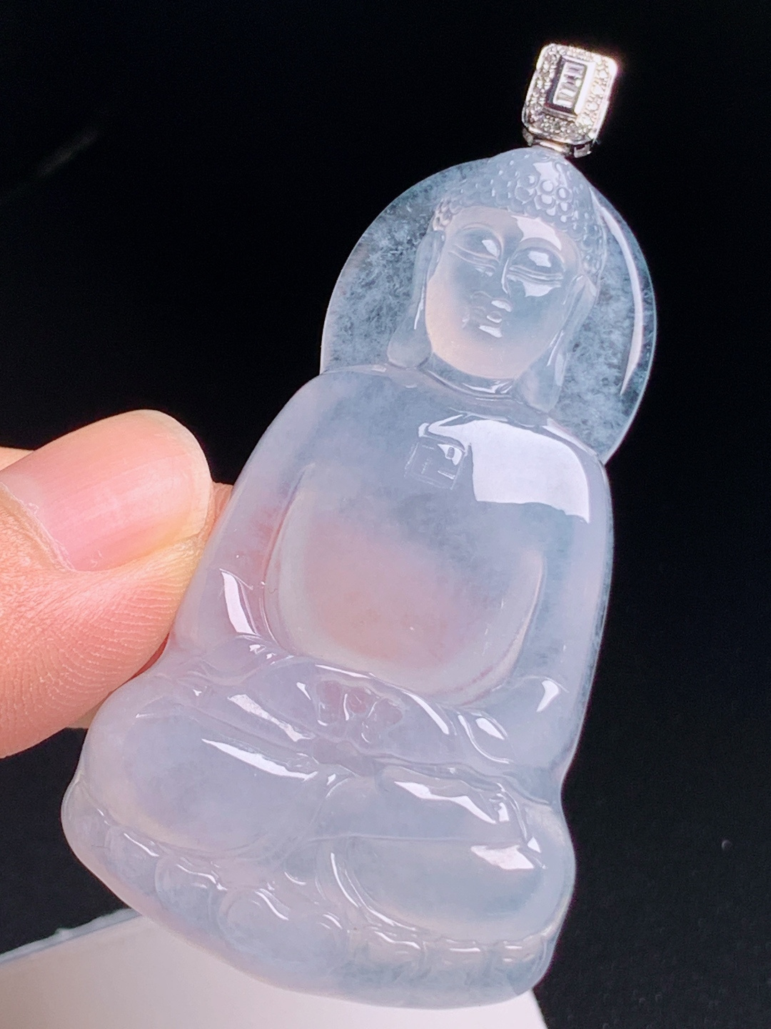 ️  冰种大日如来吊坠，种水通透荧光十足，雕工细腻肃穆祥和