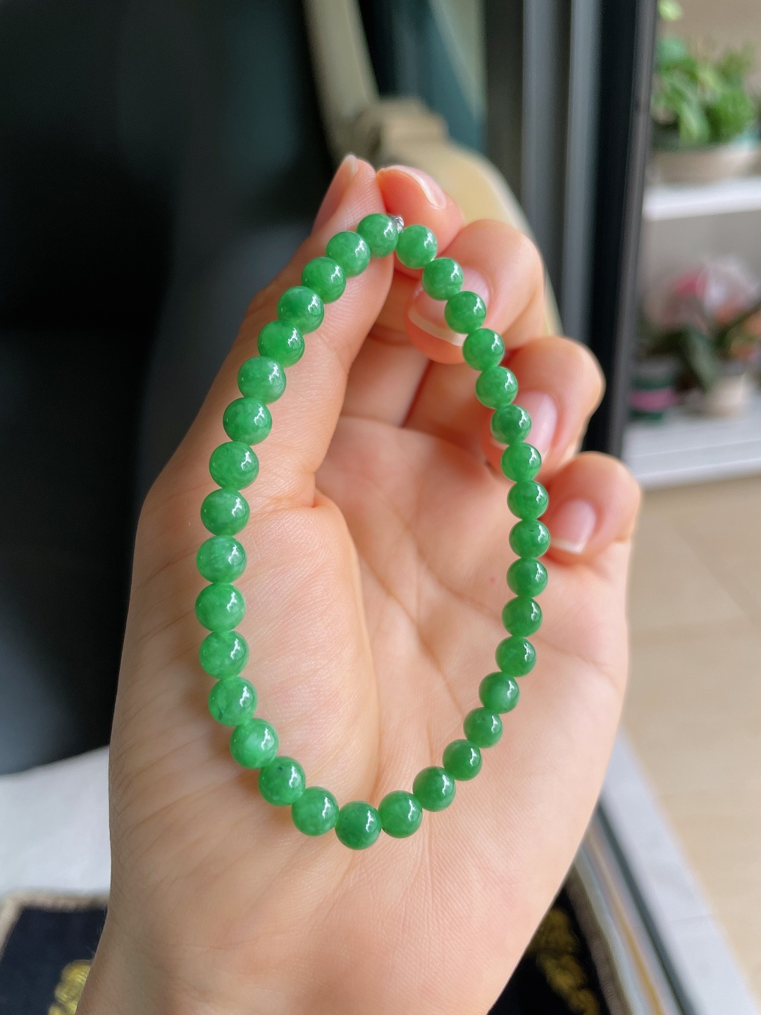 ️，天然翡翠A货，满绿手串，尺寸：5.5mm。【编2651】