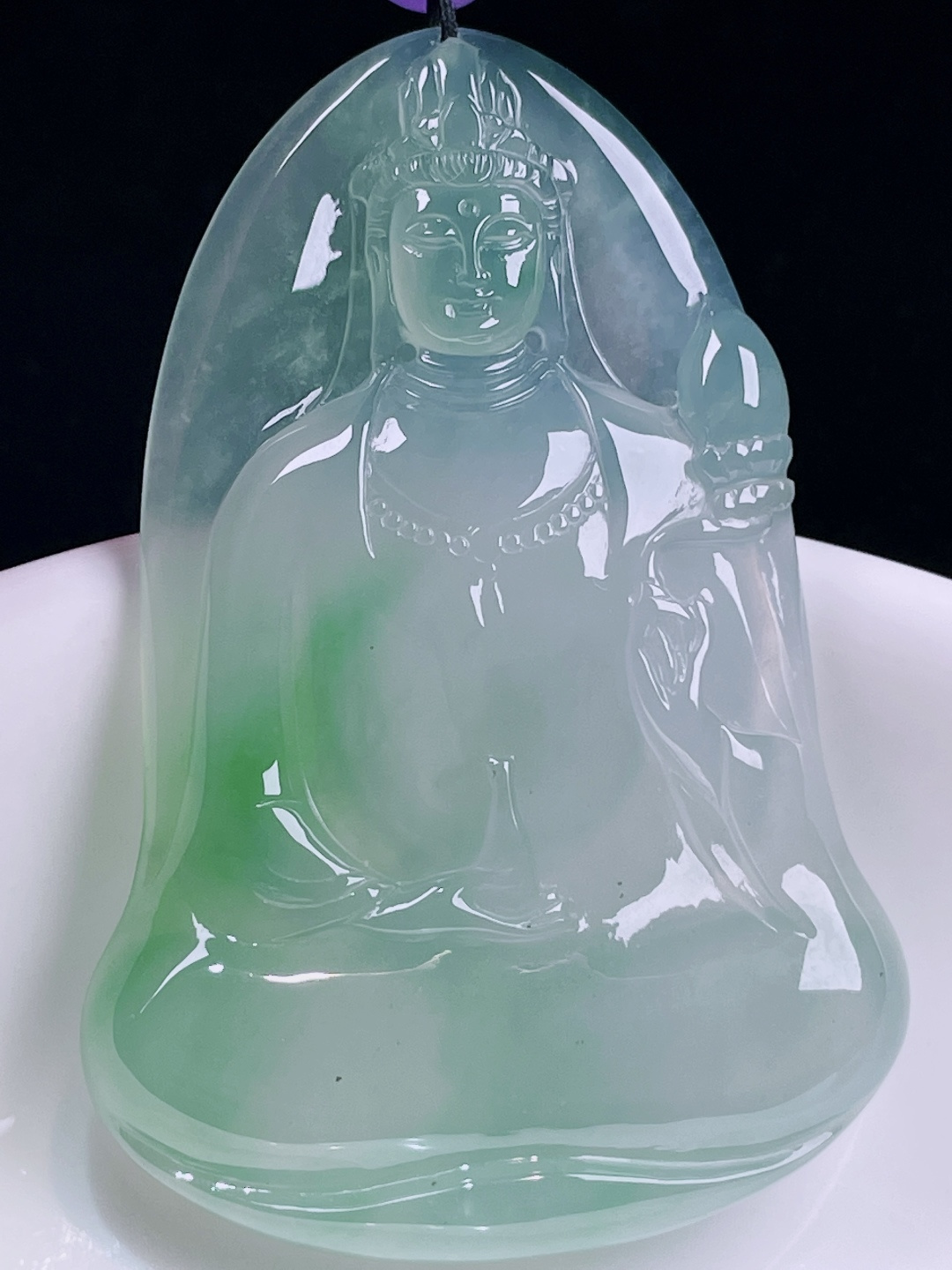 ️冰绿观音，老种起光，细底通透，尺寸：51.8/34.7/6mm0716