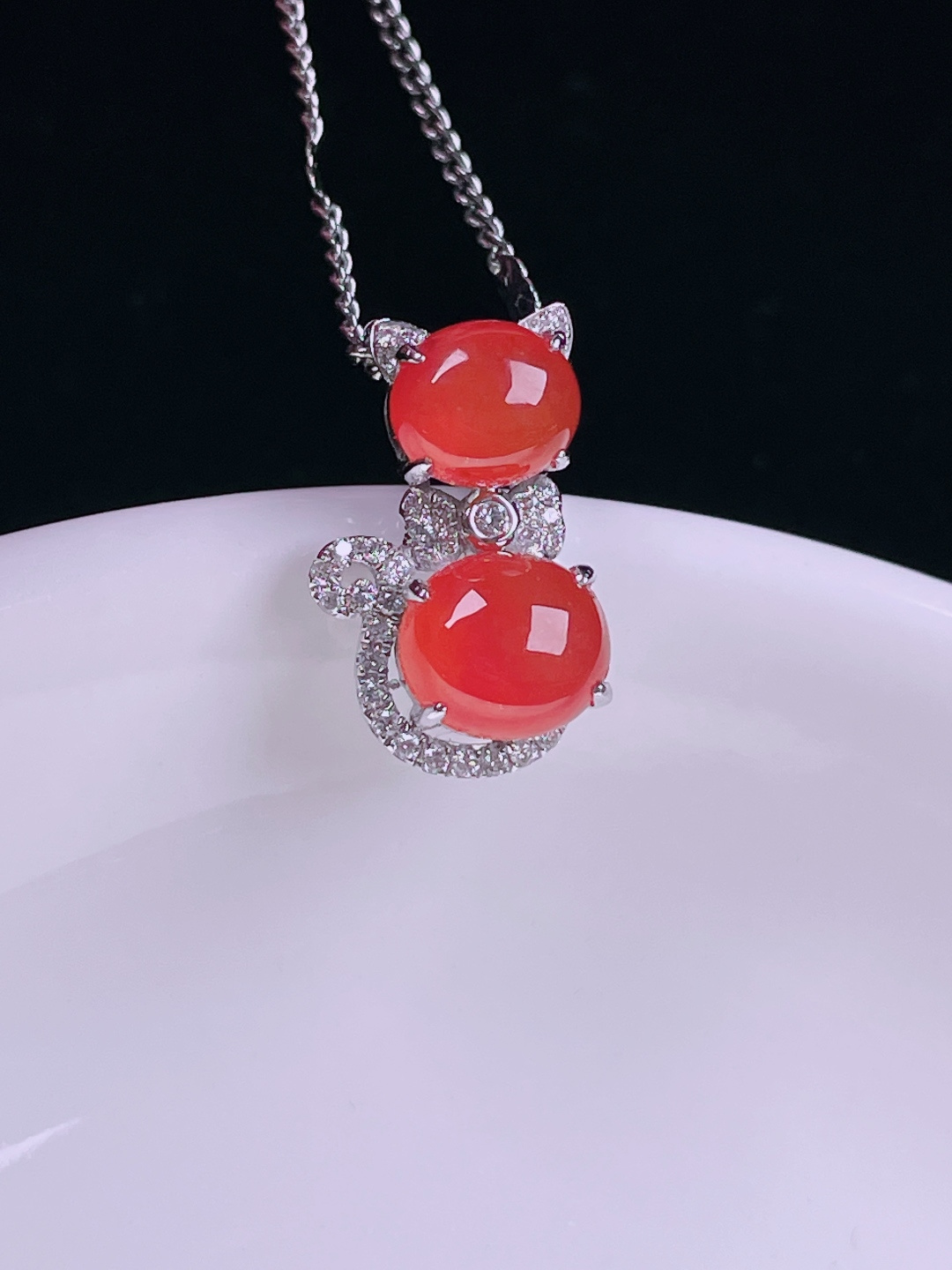 ️红翡招财猫，老种起光，细底通透，尺寸：16.8/10.3/7mm0716