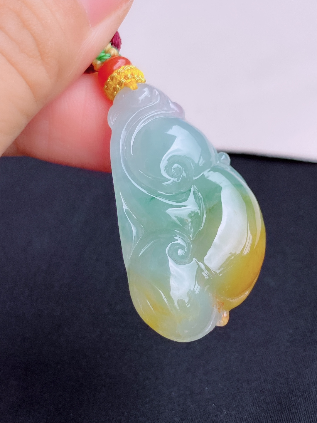 三彩如意，特色，尺寸38.8/24/7.8/自然光实拍