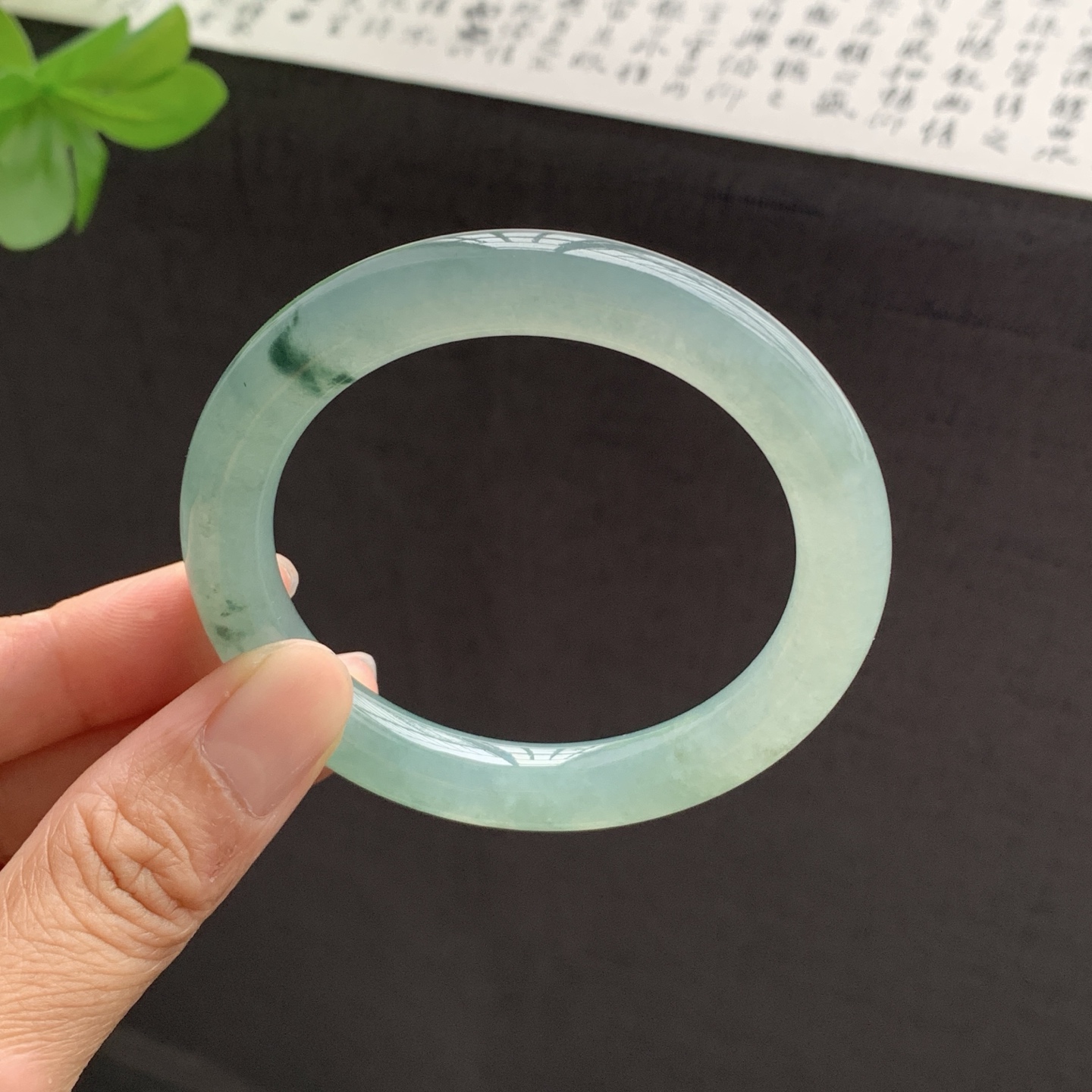 071510GX 飘花圆条翡翠手镯 53.4-9.8-9.3