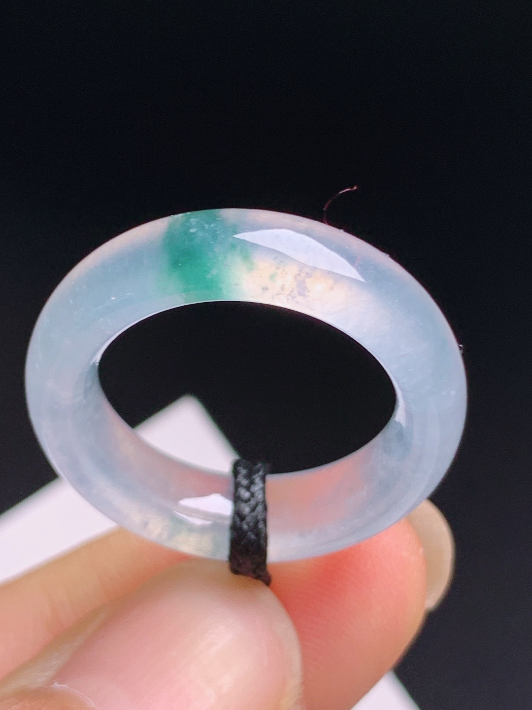 ️ 冰种飘花指环戒圈，冰透清透灵动飘逸，种水澄澈通透 裸石23.5-5.7-3.6 圈口12 080713