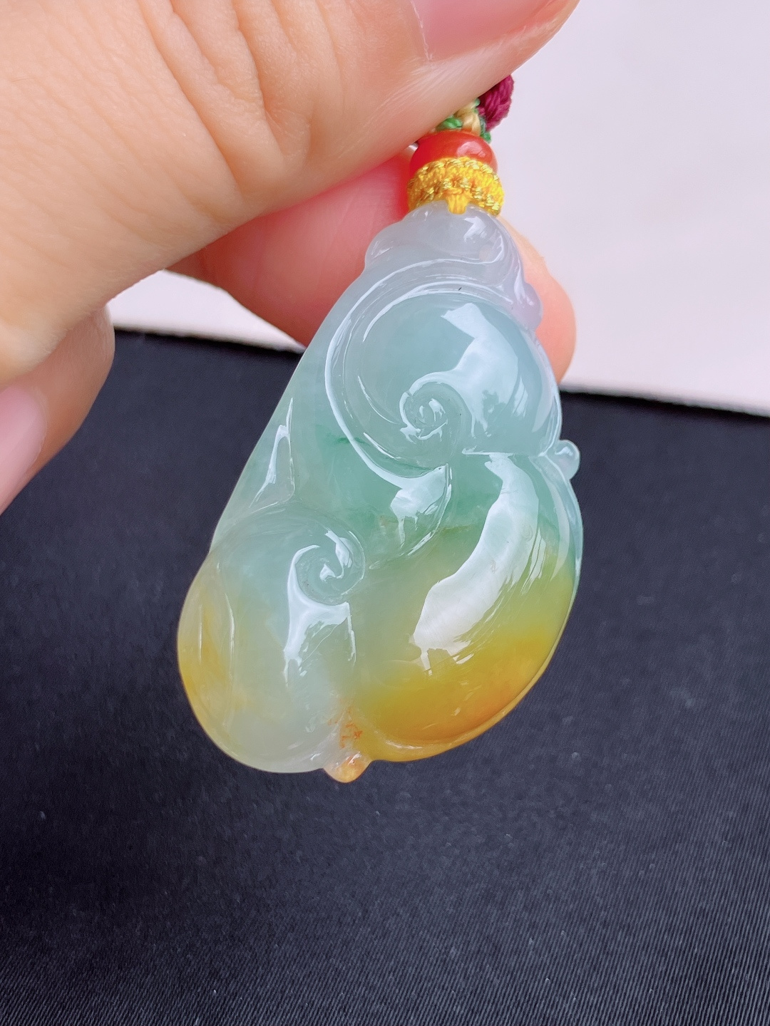 三彩如意，特色，尺寸38.8/24/7.8/自然光实拍
