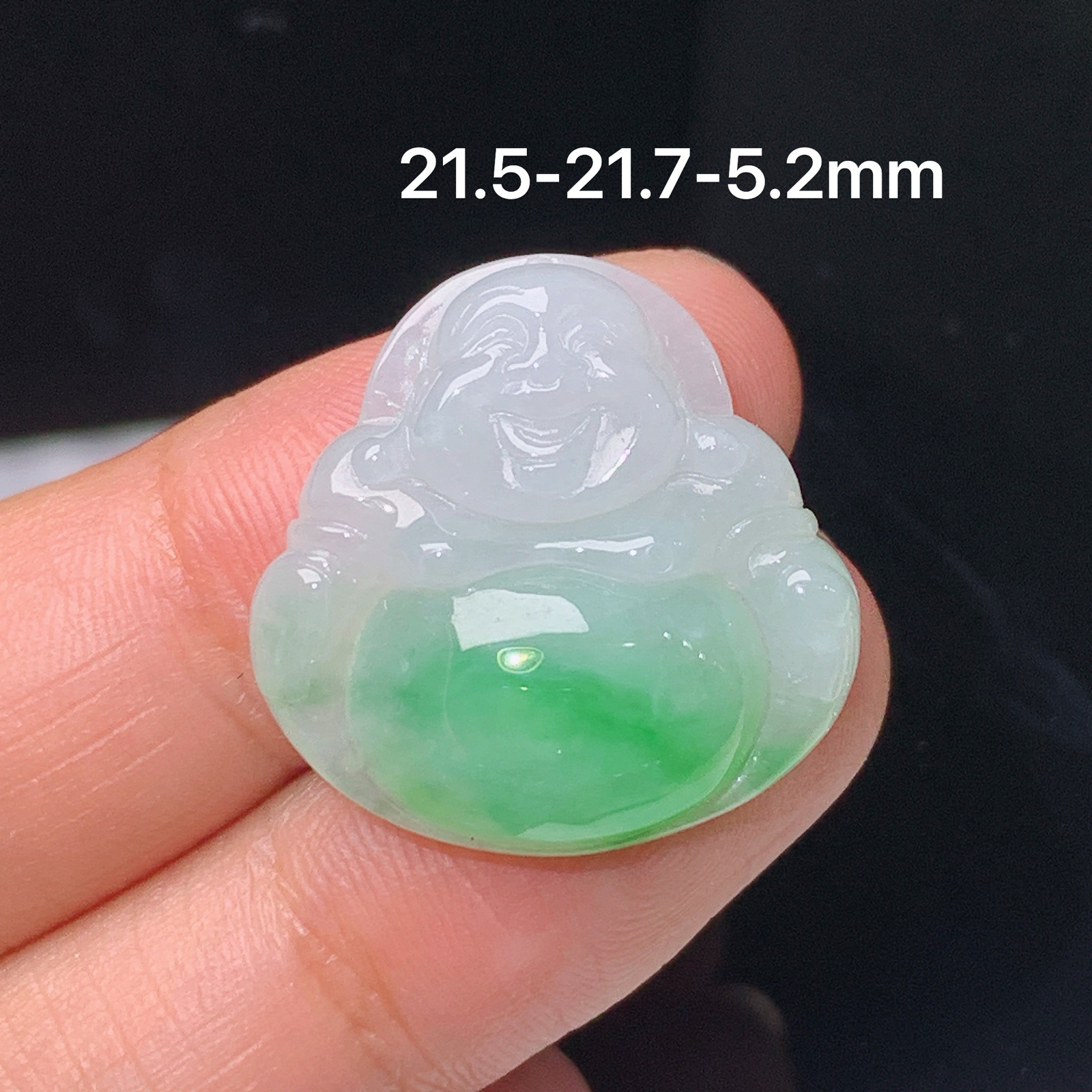 冰飘绿笑佛，冰润细腻，品相好，种水足，001 尺寸21.5*21.7*5.2