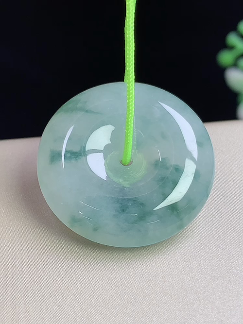飘花平安扣，无裂，尺寸22.8-6.1mm，Q16zg9
