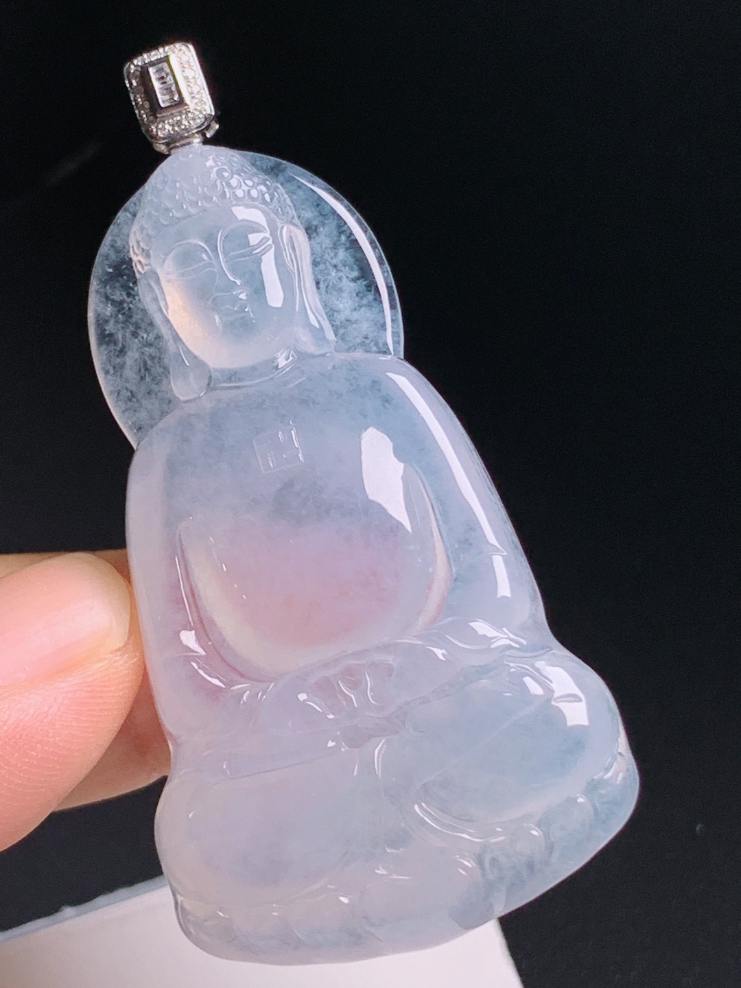 ️  冰种大日如来吊坠，种水通透荧光十足，雕工细腻肃穆祥和